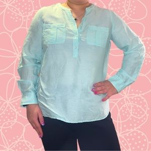 Talbots mint tunic blouse. Petite Large. Worn only once before.